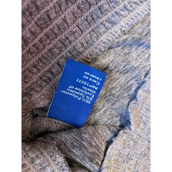 Apt. 9 Long Sleeve Cross Strap Low Back Smocked Waist Top XL Heathered Gray Pink - Picture 8 of 11